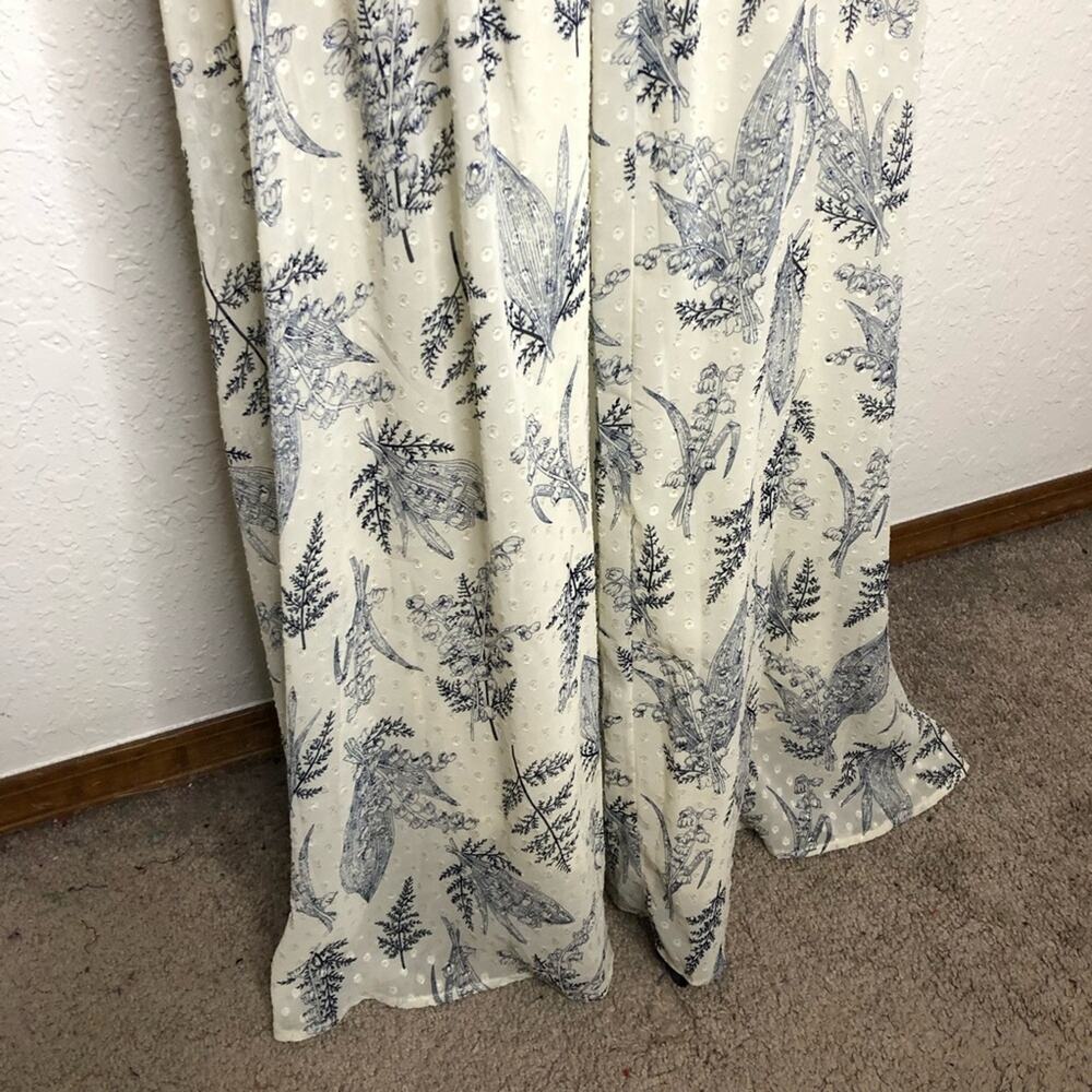 INA white blue floral ruffle smocked maxi dress size Medium - Picture 4 of 16